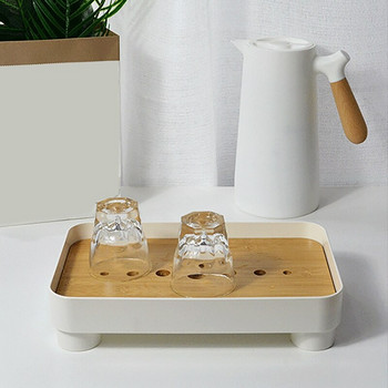 Мини бамбукова китайска табла за чай Gongfu Кутия за маса със съхранение на вода Японска табла за сервиране на чай Бамбукова маса за чай