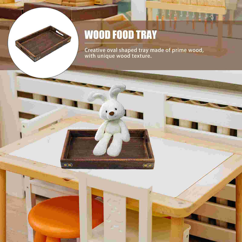 Tavă Servire Lemn Lemn Farfurie Depozitare Fructe Plato Decorativ Ceai Retro Tavi Gustare Cafea Mic dejun uscată Baie Rustic