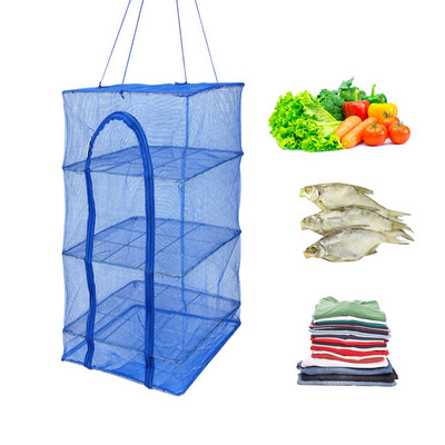 Daugiafunkcis 3 sluoksnių kabantis džiovinimo tinklelis, sulankstomas maisto vėdinimo tinklelis su užtrauktuku žuvies vaisinėms daržovėms