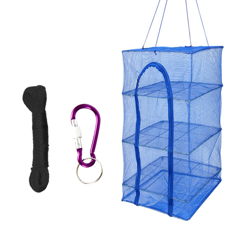Daugiafunkcis 3 sluoksnių kabantis džiovinimo tinklelis, sulankstomas maisto vėdinimo tinklelis su užtrauktuku žuvies vaisinėms daržovėms