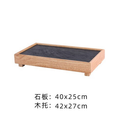 Black Rock Plate étterem Szálloda Western Plate Konyha Bambusz fa fazék Shabu-shabu tányér Pala étkészlet grilltányér