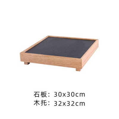 Black Rock Plate étterem Szálloda Western Plate Konyha Bambusz fa fazék Shabu-shabu tányér Pala étkészlet grilltányér