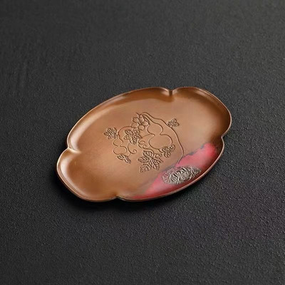 Vario puodelio lėkštė Gryno vario sutirštinto Kung Fu arbatos padėkliukas arbatos puodelio kilimėlis karščiui atsparus kilimėlis Buitinis arbatos puodelio kilimėlis arbatos ceremonijos padėkliukai