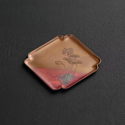 Vario puodelio lėkštė Gryno vario sutirštinto Kung Fu arbatos padėkliukas arbatos puodelio kilimėlis karščiui atsparus kilimėlis Buitinis arbatos puodelio kilimėlis arbatos ceremonijos padėkliukai