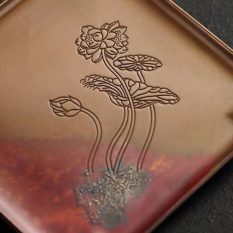 Vario puodelio lėkštė Gryno vario sutirštinto Kung Fu arbatos padėkliukas arbatos puodelio kilimėlis karščiui atsparus kilimėlis Buitinis arbatos puodelio kilimėlis arbatos ceremonijos padėkliukai