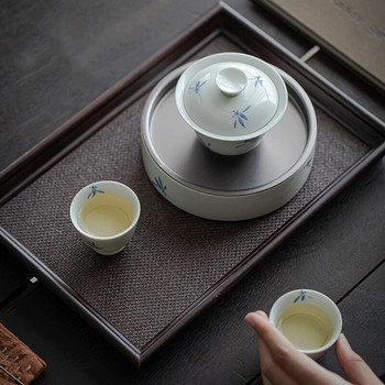 350 мл ръчно рисувана саксия с орхидеи, носеща бял порцеланов домакински керамичен лунен чайник, основа, покритие от сплав, сервиз за чай Kung Fu, поднос за чай
