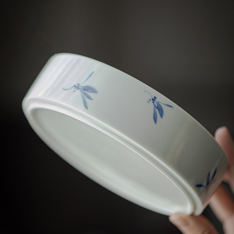 350ml ručne maľovaný hrniec s orchideou, biely porcelán, domáca keramická kanvica na čaj s motívom mesiaca, základňa zliatiny, čajová súprava Kung Fu, čajový tácok