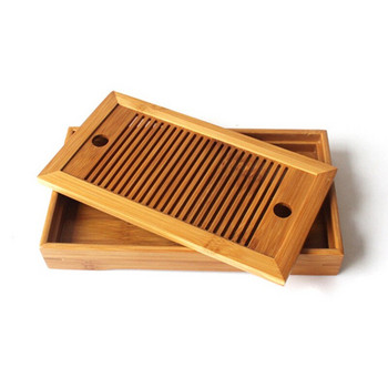 Бамбукова табла за чай 38,5 X15,2 X 3 см Маса за кафе Подложка за чаша Чаен комплект в китайски стил Топлоустойчиви дървени декоративни подноси за съхранение на вода