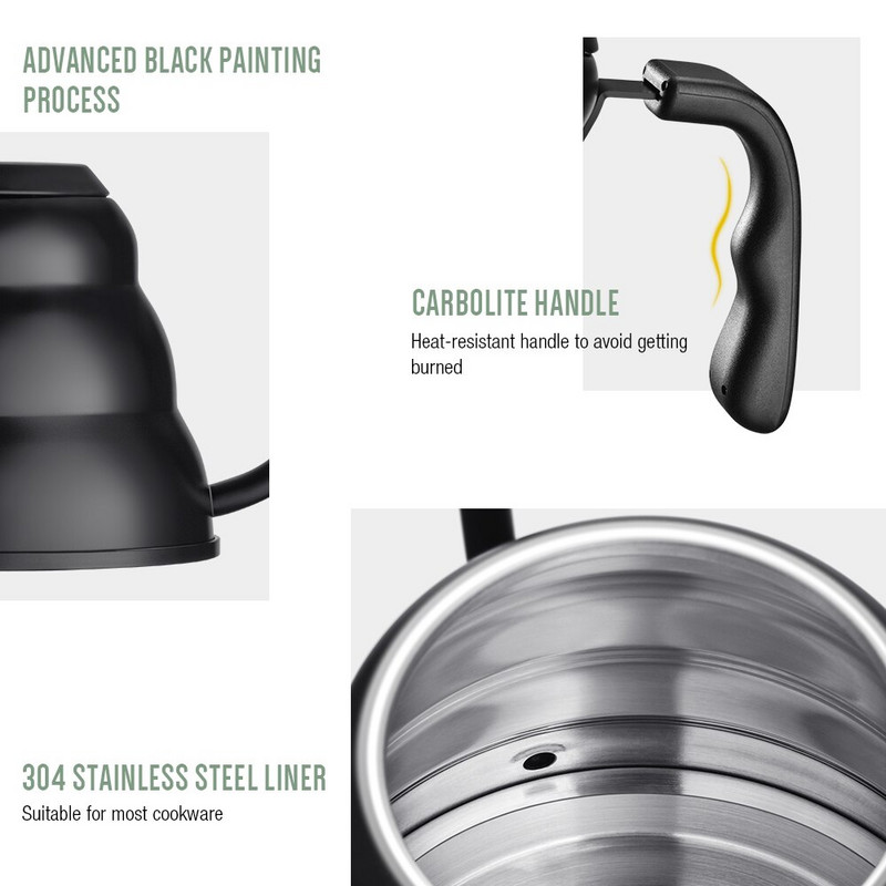 SOULHAND kavos virdulys 1,2 l 1 l nerūdijančio plieno užpilamas kavos puodo virdulys lašinamas virdulys su termometru, skirtas namų biuro kavinei