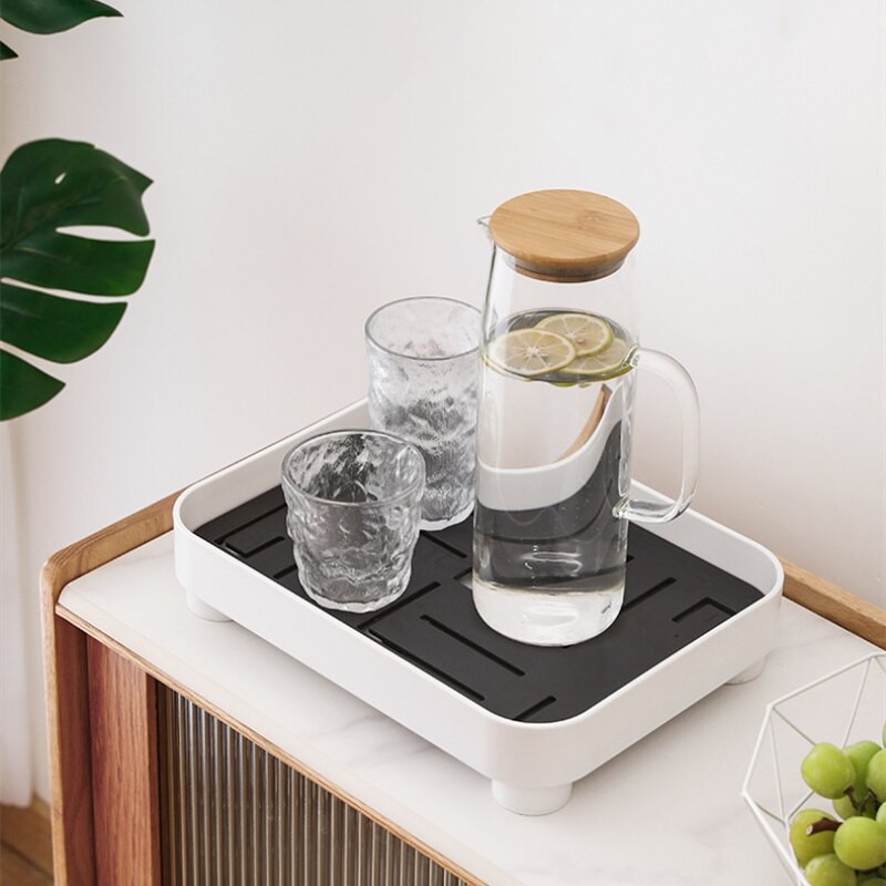 Minimalizmus és modern teástálca dekoráció fekete-fehér skandináv stílusú teástálca készlet Többfunkciós négyzet alakú tárolótálca 2022