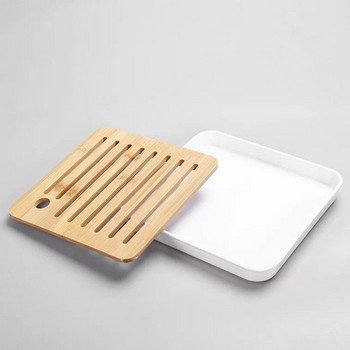 Обикновена квадратна табла за сух накиснат чай Бамбукова табла за чай Висококачествена екологично чиста бамбукова дренажна дъска за съхранение на вода 20*20