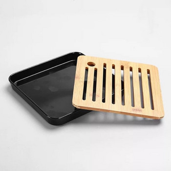 Обикновена квадратна табла за сух накиснат чай Бамбукова табла за чай Висококачествена екологично чиста бамбукова дренажна дъска за съхранение на вода 20*20