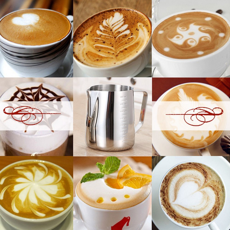 Кана за разпенване на мляко от неръждаема стомана Кана за еспресо кафе Barista Craft Кана за разпенване на мляко лате Кана 350 600 1000 ml