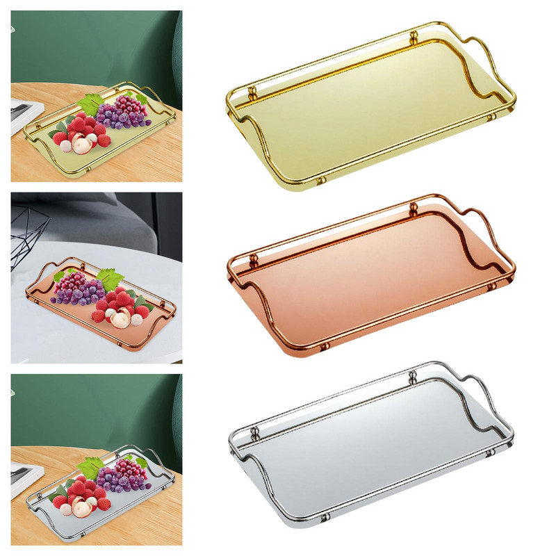 Delikatni pravokutni tanjur s voćem Ukrasno posuđe Metalne naušnice Ogrlica Izložna zdjela Posuda za dnevni boravak u hodniku