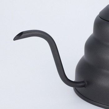 1L/1.2L Черен чайник за капене Термометър за изливане върху тенджера за кафе Лебед с дълга шия от неръждаема стомана с тънка уста и гъша шийка Чайник за капене в облак