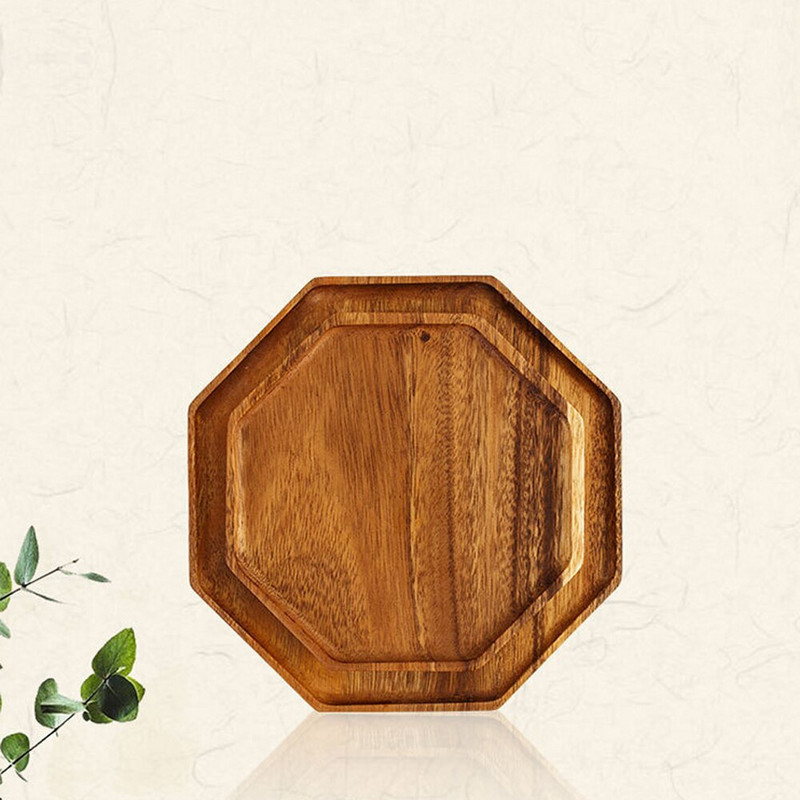 Drveni pladanj od bagremovog drveta Drveni pladanj za čaj u japanskom stilu Osmerokutni drveni pladanj Ladica za večeru Kruh Snack Ormarić Smočnica Organizacija stola