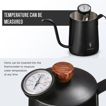 SOULHAND 600 ml από ανοξείδωτο ατσάλι βραστήρας καφέ Gooseneck Cafe Pot Spout Teapot with Thermometer Pour-Over Dip Kettle Swan Neck