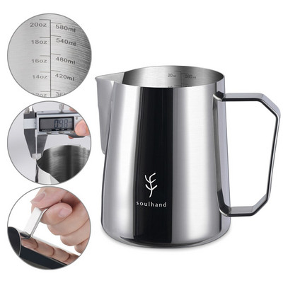 SOULHAND 600 мл Чайник за кафе от неръждаема стомана Гъша шийка Кафе тенджера Накрайник Чайник с термометър Чайник с капково изливане Лебедово гърло