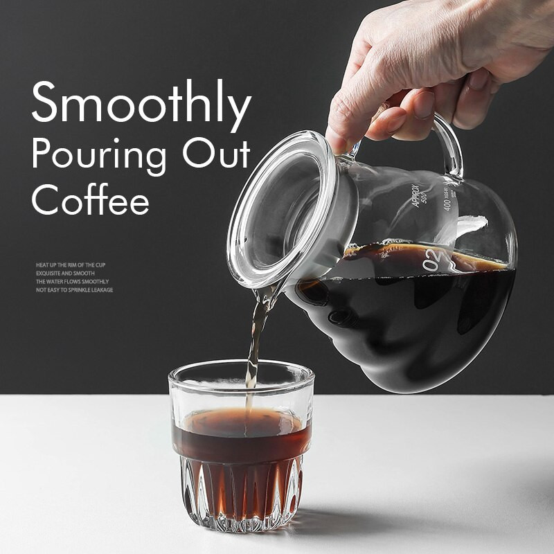 Стъклена кана за кафе Сървър за кафе във формата на облак V60 Pour Set Кана с филтър за кафе Топлоустойчив чайник за многократна употреба 360/600/800 ml