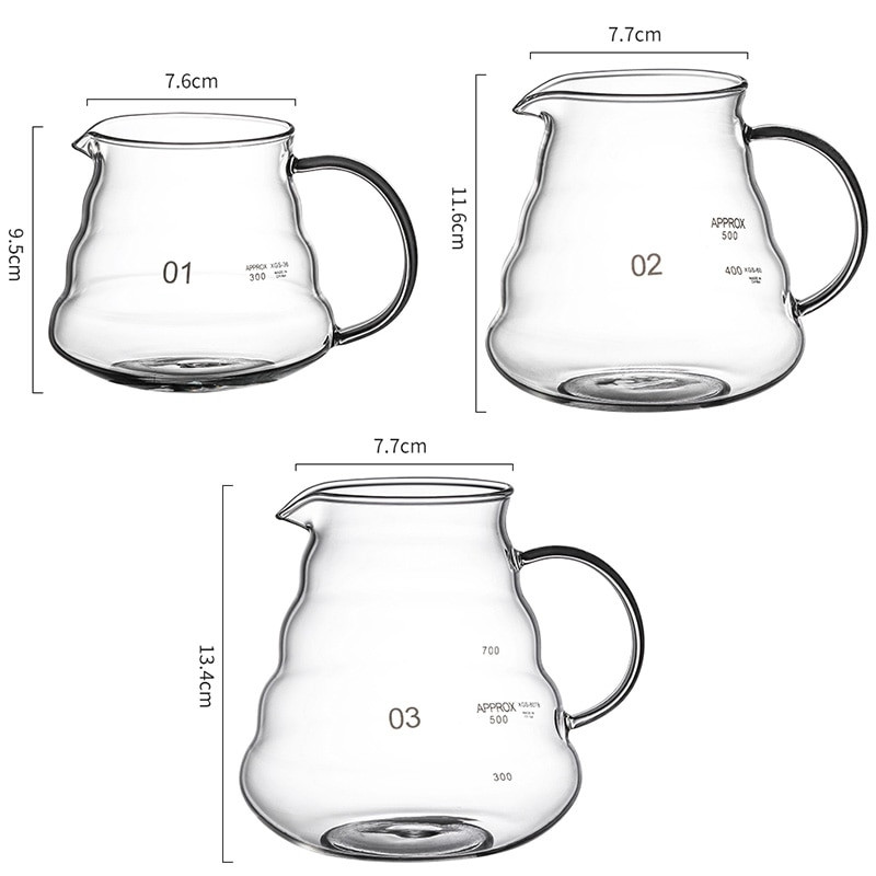 Стъклена кана за кафе Сървър за кафе във формата на облак V60 Pour Set Кана с филтър за кафе Топлоустойчив чайник за многократна употреба 360/600/800 ml