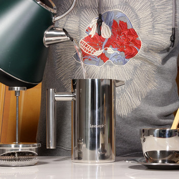 Най-добрата френч прес кафе машина - Двойна стена 304 неръждаема стомана - Запазва свареното кафе или чай горещ - размер 3 с уплътняваща скоба/лъжица