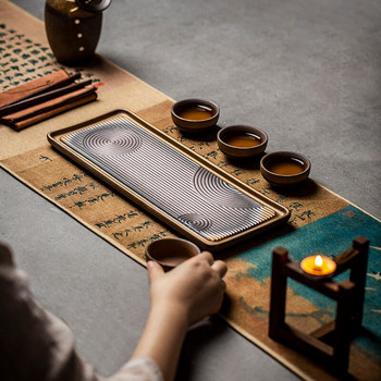 керамични подноси за чай маса за чай ръчно изработена поднос за сервиране аксесоари за чай кунг-фу