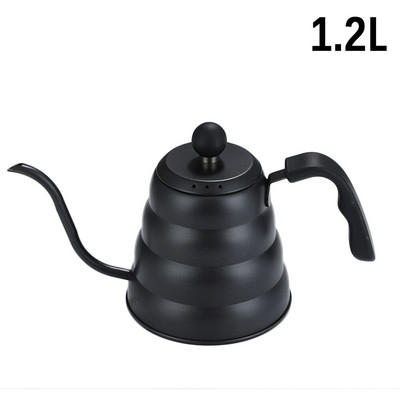 1L/1,2L nerezová kávovarová kanvica s husím krkom, tenkým výlevom a teplomerom, nalievanie cez kávu
