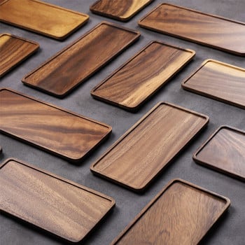 Musowood Acacia Rectangle Ξύλινος δίσκος τσαγιού Σνακ Αποθήκευση τροφίμων Πιάτο Οικιακό Δίσκος ψωμιού πρωινού καφέ για τραπέζι Kirchen