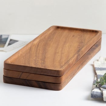 Musowood Acacia Rectangle Ξύλινος δίσκος τσαγιού Σνακ Αποθήκευση τροφίμων Πιάτο Οικιακό Δίσκος ψωμιού πρωινού καφέ για τραπέζι Kirchen