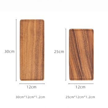 Musowood Acacia Rectangle Дървена тава за чай Закуски Чиния за съхранение на храна Домакинско кафе Поднос за закуска Хляб за маса Kirchen