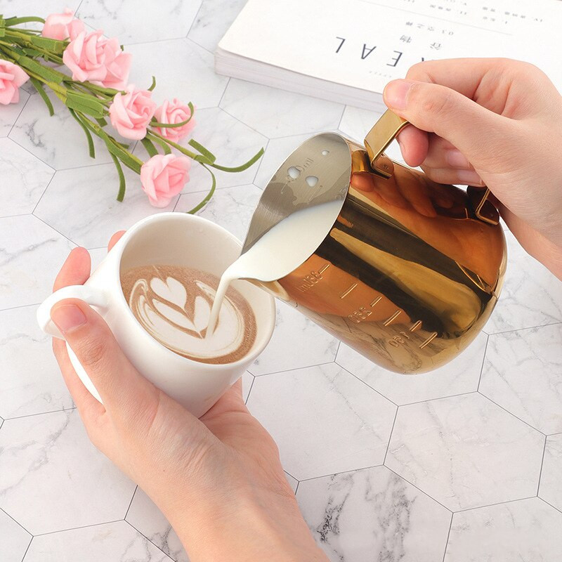 350/550 ml Kávé Latte tejhabos kancsó tejhabosító kancsó rozsdamentes acél kancsó eszpresszó Barista kancsó tejeskancsó mérleggel