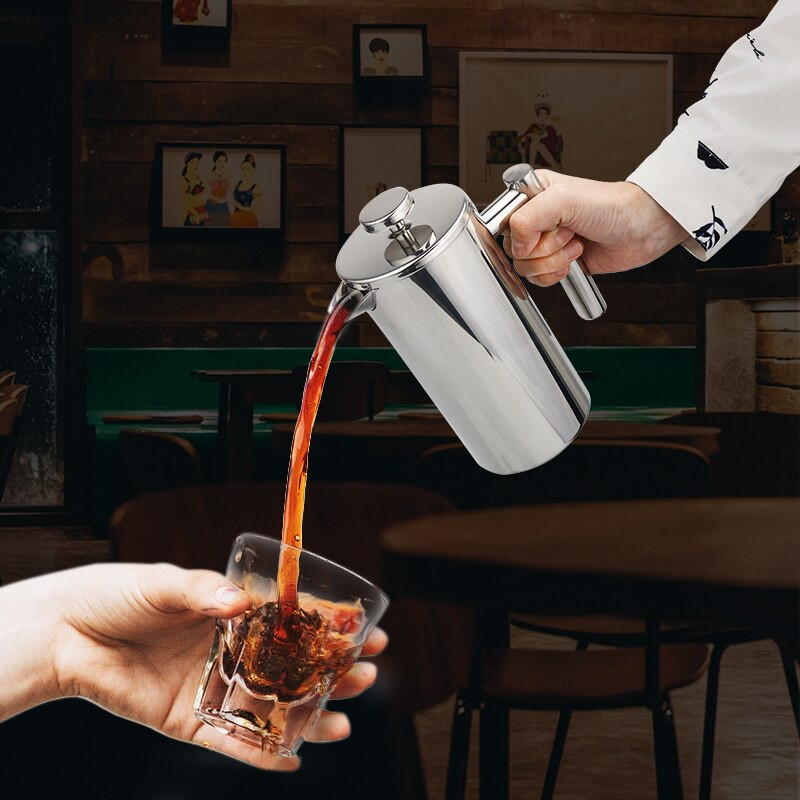 1000/800/350ml French Press kávovar na čaj, kanvica z nehrdzavejúcej ocele, dvojvrstvová kanvica na hrnčeky French Press, kávovar na espresso