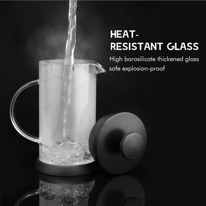 1000ML nerezová kávovarová kanvica Cafetiere French Press s filtrom, dvojstenná izolácia, dizajn, leštený procesný hrniec