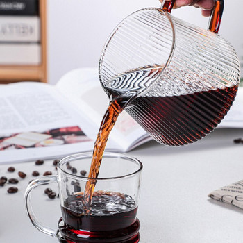 Pour Over Coffee Server Vertical Stripes Glass Coffee Pot 350ml 500ml Ανθεκτικό στη θερμότητα V60 Coffee Share Κατσαρόλα Barista Βραστήρας