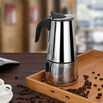 Καφετιέρα Moka Pot από ανοξείδωτο ατσάλι Μαγειρική εστία Espresso Italian Cuban Coffee Percolator Stove Cappuccino 100/200/300/450ml