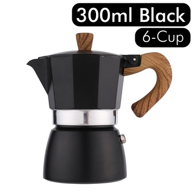 Машина за еспресо с котлон Алуминиева тенджера Moka Дървена дръжка Италианска еспресо кафемашина Еспресо перколатор тенджера Червена/ Червена/ Черна