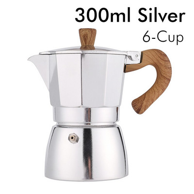 Машина за еспресо с котлон Алуминиева тенджера Moka Дървена дръжка Италианска еспресо кафемашина Еспресо перколатор тенджера Червена/ Червена/ Черна