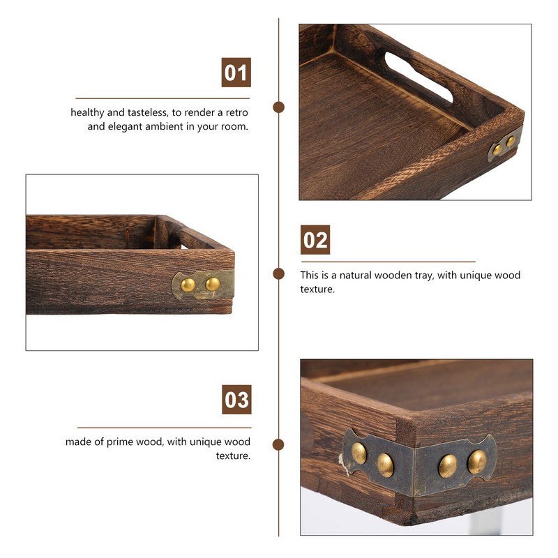 Padėklas patiekimui medinis medinis padėklas Vaisių dekoratyvinis lėkštė Arbata Retro užkandžių padėklai Kava Džiovinti pusryčiai Vonios kambarys kaimiškas