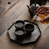 Tavă de oală din gresie aurita Tavă de ceai uscată japoneză Accesorii din ceramică zen retro Tavă de cafea Covoraș antic pentru suport de oală