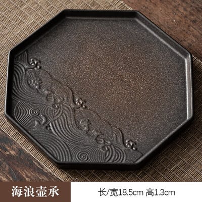 Tavă de oală din gresie aurita Tavă de ceai uscată japoneză Accesorii din ceramică zen retro Tavă de cafea Covoraș antic pentru suport de oală