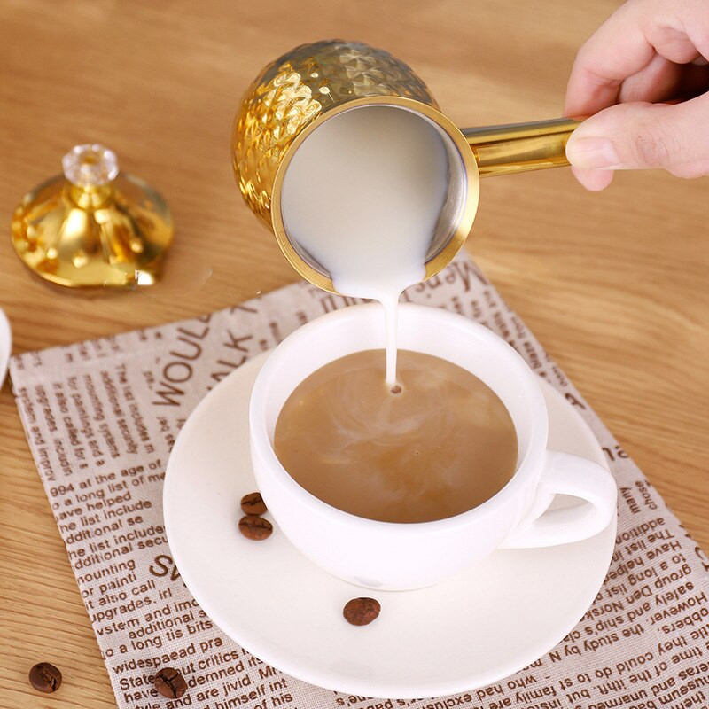 Turecká kávová kanvica Cezve Ibrik z nehrdzavejúcej ocele s dlhou rukoväťou, Dubai CoffeePot, kanvica na roztápanie mlieka a masla 200/400/600 ml