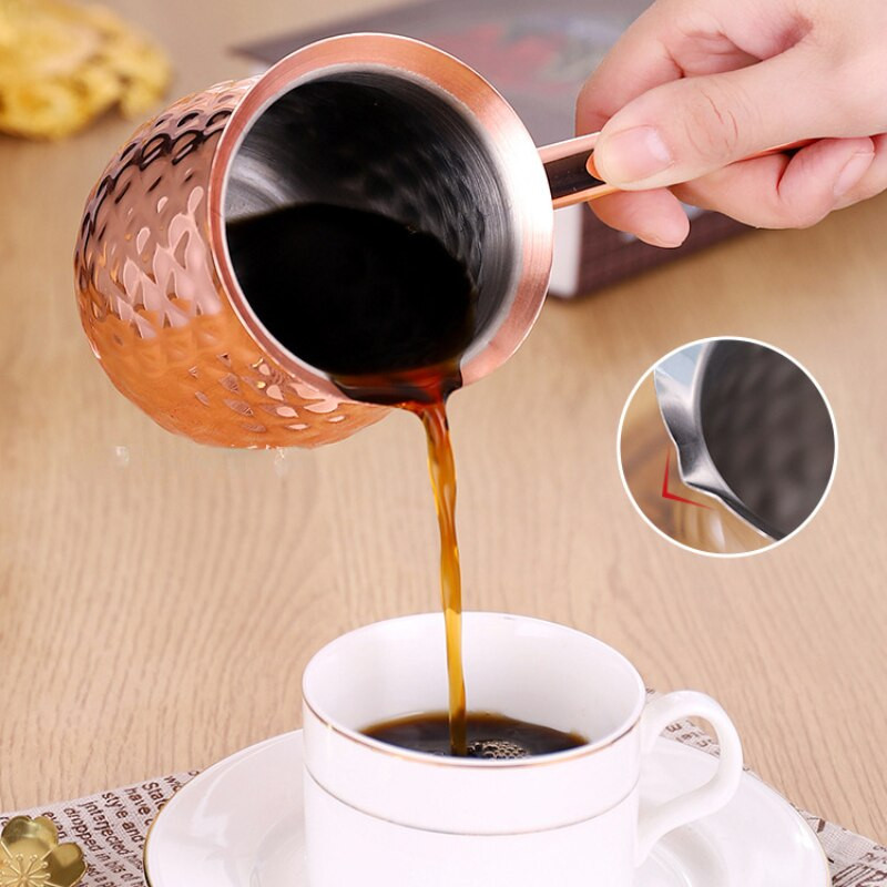 Turecká kávová kanvica Cezve Ibrik z nehrdzavejúcej ocele s dlhou rukoväťou, Dubai CoffeePot, kanvica na roztápanie mlieka a masla 200/400/600 ml