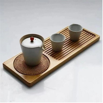 Бамбукова тава Висококачествена 25*14*3,5 см китайска твърда тава за сервиране на чай Домашно съхранение на вода Топлоустойчива дъска за чай Чай/маса за чай
