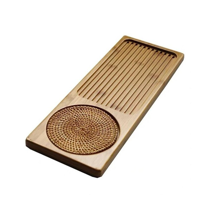 Bambusový podnos, vysoko kvalitný 25*14*3,5 cm, čínsky masívny servírovací podnos na čaj, domáci úložný priestor na vodu, tepelne odolná čajová doska, stolík na čaj/čaj