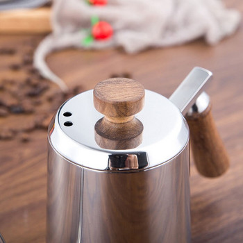 Καφετιέρα Gooseneck Pour Over Bottle, Long Narrow Spout Coffee & Tea Pot with Woodlen Handle, 304 Stainless Steel, 350/ 600ml