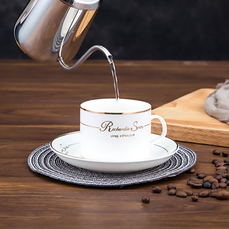 Hattyúnyak kávé öntött vízforralóval, hosszú, keskeny kifolyós kávé- és teáskanna fa nyéllel, 304 rozsdamentes acél, 350/600 ml