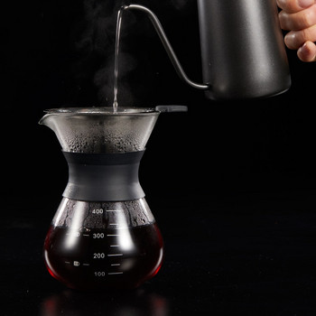 Γυάλινο καφετιέρα με φίλτρο από ανοξείδωτο χάλυβα σταγόνα 200ml 400ml Καφετιέρα Dripper Barista Pour Over Coffee Maker