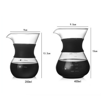 Γυάλινο καφετιέρα με φίλτρο από ανοξείδωτο χάλυβα σταγόνα 200ml 400ml Καφετιέρα Dripper Barista Pour Over Coffee Maker
