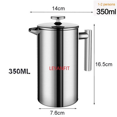 1L 1,5L French Press kávovar z nehrdzavejúcej ocele, dvojitá stena, manuálny kávovar, French Press