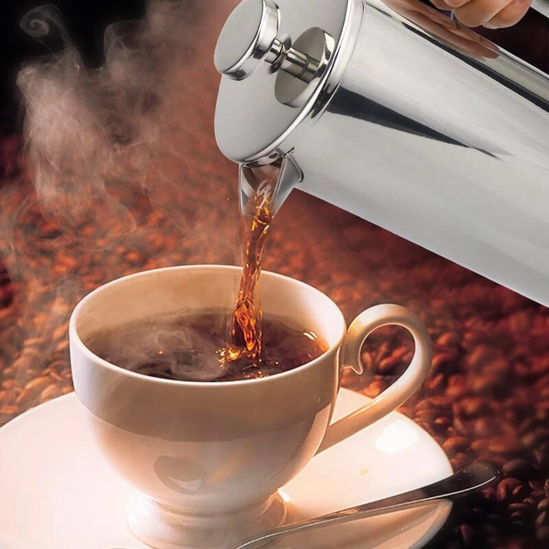 1L 1,5L French Press kávovar z nehrdzavejúcej ocele, dvojitá stena, manuálny kávovar, French Press